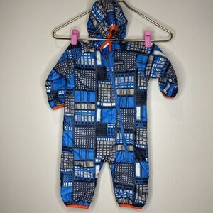 Patagonia Children's Reversible Puffball Snowsuit Size3M‎ Blue Geometric